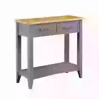Slate Grey Painted Finish Compact Console Table With Two Drawers
